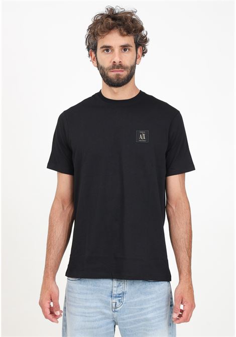 T-shirt a manica corta nera da uomo con patch logo ARMANI EXCHANGE | 8NZTPRZJH4Z1200